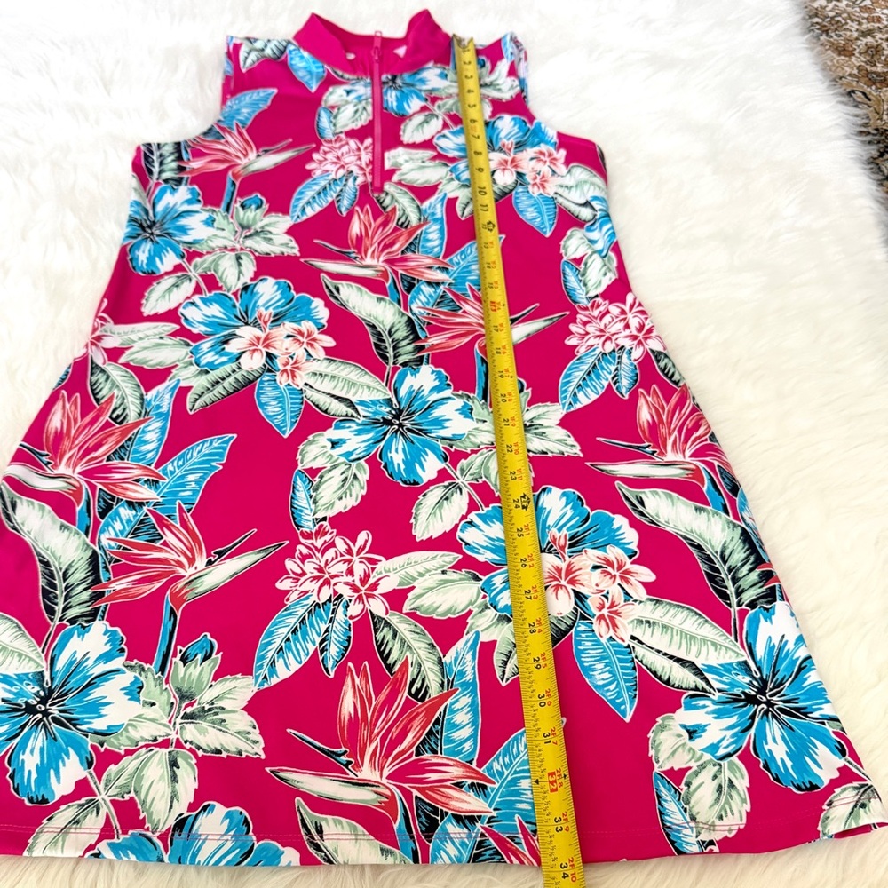 Tommy Bahama Sleeveless Tropical Floral Zip-Front Golf Dress with Shorts - Picture 7 of 8